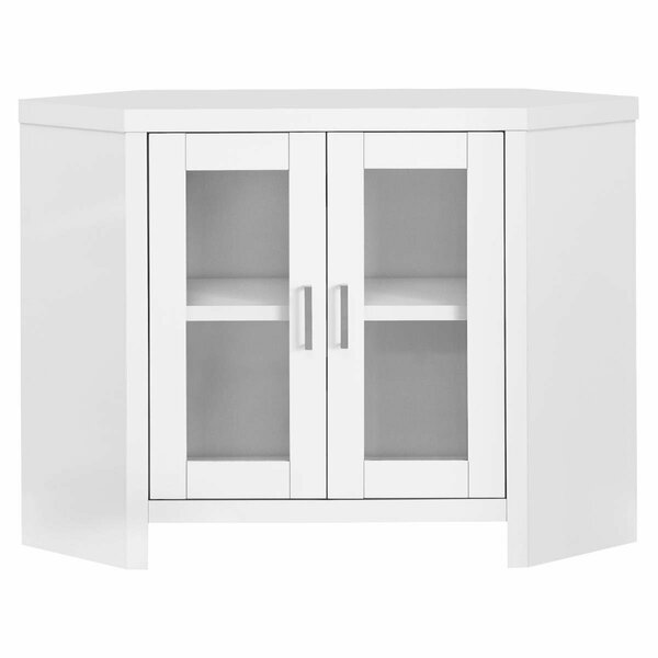 Gfancy Fixtures White Corner TV Stand with Glass Doors GF3094508